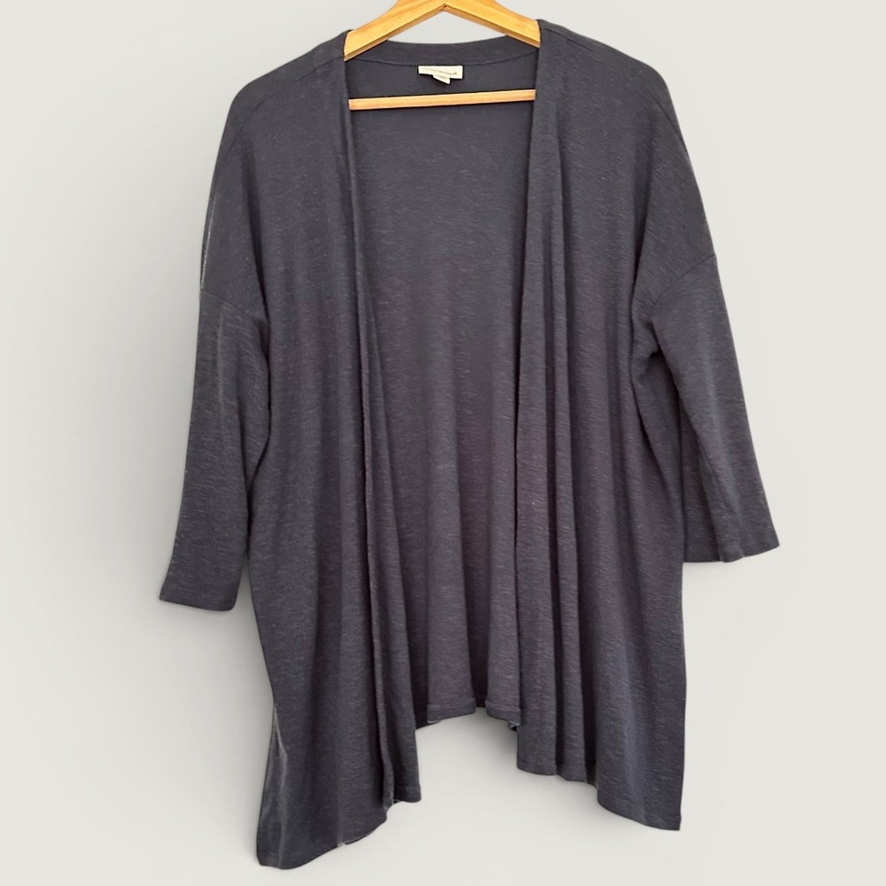 J. Jill Navy Blue Open Front Cardigan Shrug Tencel Linen Blend Size M